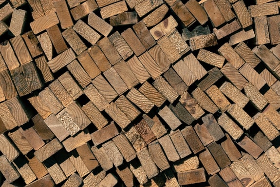Pile of squared lumber