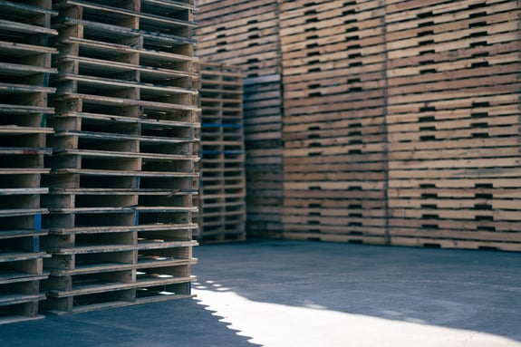 Pallets stacked outside